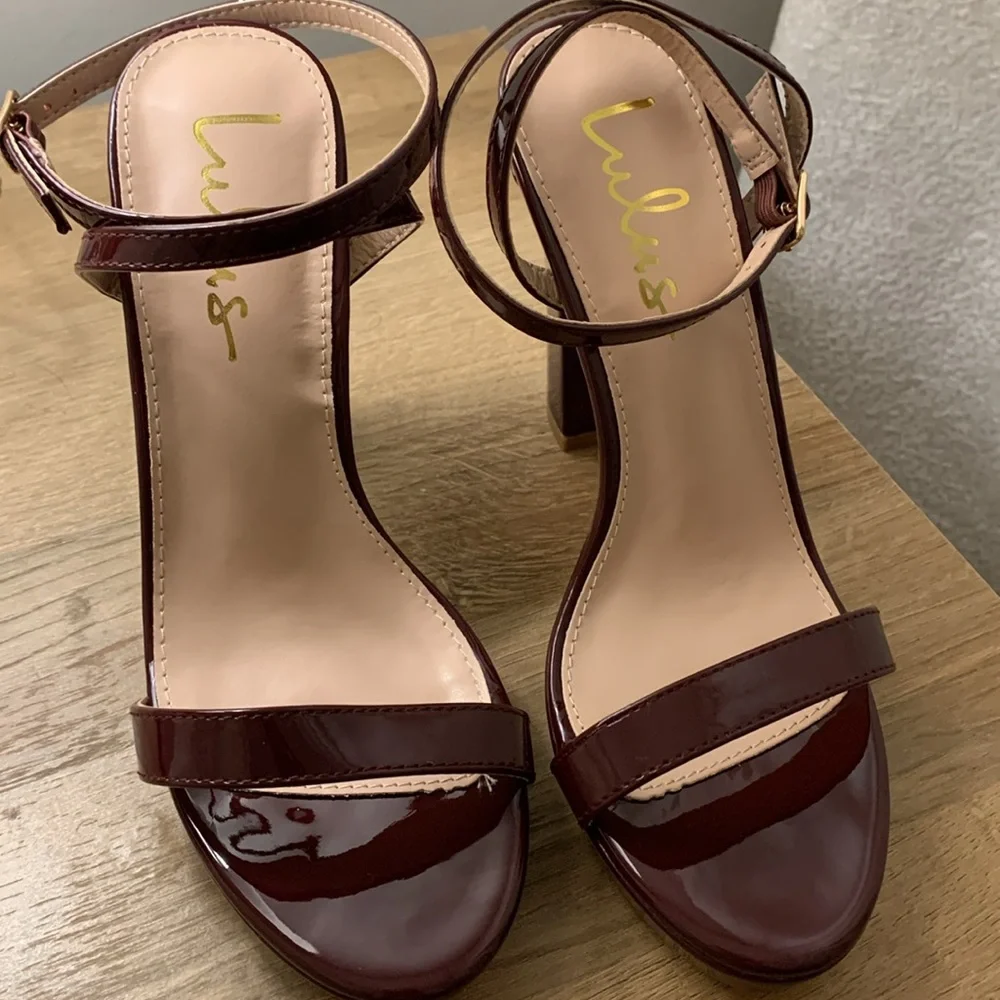 Brand new Lulu’s Burgundy strappy high heels - Picture 3 of 7